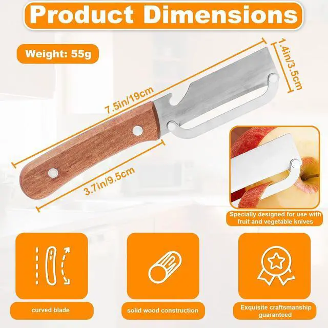 Alt view image 2 of 7 - Multi-Functional Vegetable Peeler with Wooden Handle, Stainless Steel Thick & Thin Skin Fruit Peeler with Bottle Opener, Not for Left-Handed Users, Practical Kitchen Tool for Apple Potato