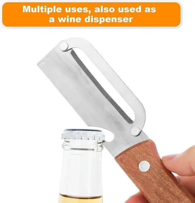 Alt view image 7 of 7 - Multi-Functional Vegetable Peeler with Wooden Handle, Stainless Steel Thick & Thin Skin Fruit Peeler with Bottle Opener, Not for Left-Handed Users, Practical Kitchen Tool for Apple Potato