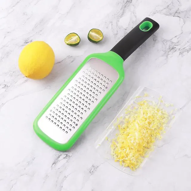 Alt view image 4 of 7 - Handheld Cheese Grater, Stainless Steel Lemon Citrus Peeler, Flat Handheld Slicer for Cheese, Lemon, Chocolate and Spices/Crude Hole (Green)