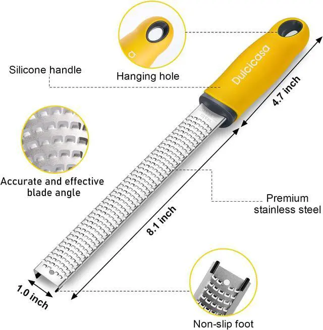Alt view image 4 of 7 - Professional Stainless Steel Lemon Zester & Grater - Premium Kitchen Tool for Cheese, Garlic, Ginger, Chocolate, Vegetables & Fruits | Dishwasher Safe