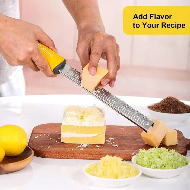 Alt view image 2 of 7 - Professional Stainless Steel Lemon Zester & Grater - Premium Kitchen Tool for Cheese, Garlic, Ginger, Chocolate, Vegetables & Fruits | Dishwasher Safe