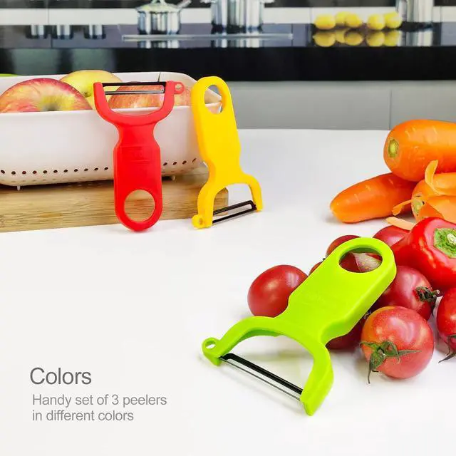 Alt view image 5 of 7 - Original Vegetable Peeler Carbon Steel Blade 3-Pack Red/Green/Yellow