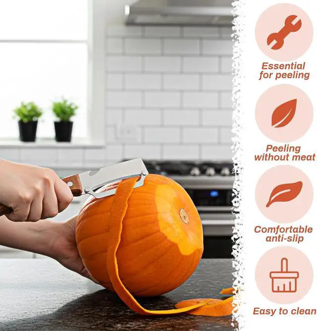 Alt view image 4 of 7 - 2-in-1 Vegetable Peeler for Kitchen, Multi-Functional Potato Peeler with Wooden Handle and Bottle Opener Stainless Steel Blades Kitchen Peeling Tool for Fruits Potatoes Apples Carrots Zucchini