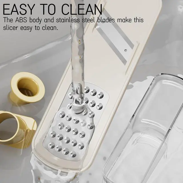 Alt view image 5 of 6 - 2 Pieces Mini Mandoline Slicer 3 in 1 - Ginger Garlic Grater, Vegetable Chopper with Container, Easy Grip Handheld Kitchen Tool, Safety Guard, for Camping Cooking and Picnic