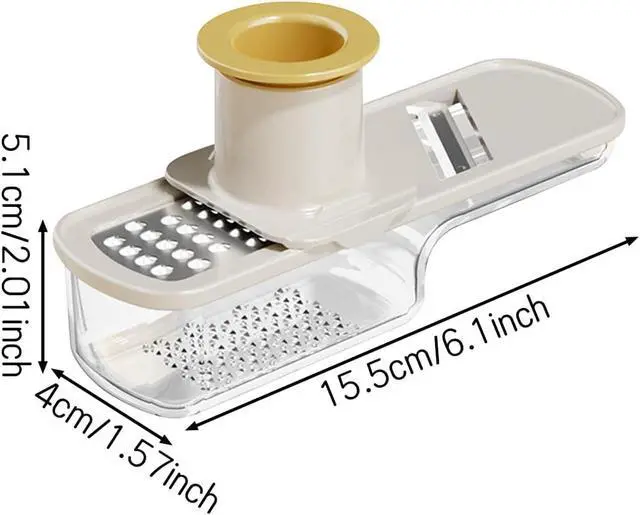 Alt view image 6 of 6 - 2 Pieces Mini Mandoline Slicer 3 in 1 - Ginger Garlic Grater, Vegetable Chopper with Container, Easy Grip Handheld Kitchen Tool, Safety Guard, for Camping Cooking and Picnic