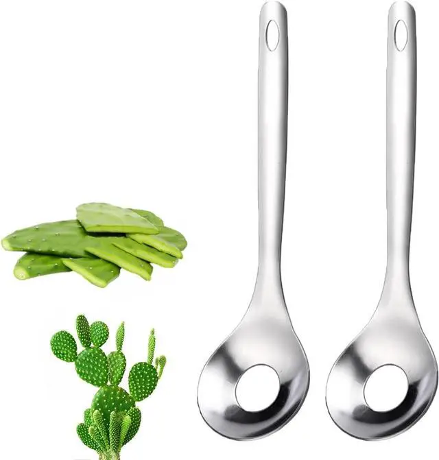 Main image of 2Pcs Cactus Peeler Spoon, Stainless Steel Rice Meat Dumplings Spoon Squeezing Meatball Artifact Kitchen Tools, Peelers, Graters, Peelers and Slicers