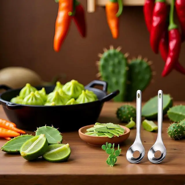 Alt view image 5 of 7 - 2Pcs Cactus Peeler Spoon, Stainless Steel Rice Meat Dumplings Spoon Squeezing Meatball Artifact Kitchen Tools, Peelers, Graters, Peelers and Slicers