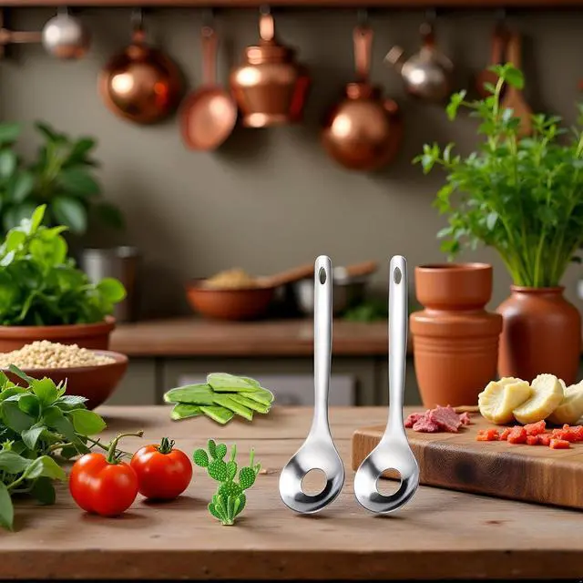 Alt view image 6 of 7 - 2Pcs Cactus Peeler Spoon, Stainless Steel Rice Meat Dumplings Spoon Squeezing Meatball Artifact Kitchen Tools, Peelers, Graters, Peelers and Slicers