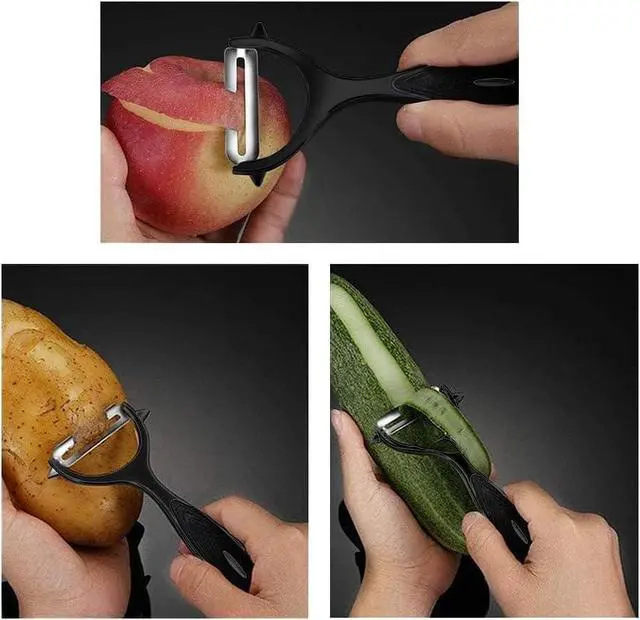Alt view image 5 of 7 - Premium Vegetable Peeler Set Ultra Sharp Stainless Steel Blades with Non-Slip Ergonomic Handles for Easy Potato, Fruit & Veggie Peeling (2PCS)