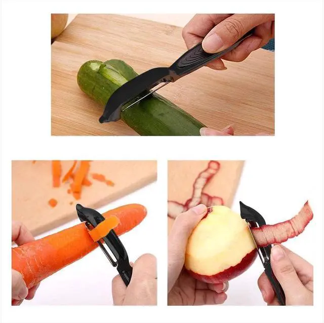 Alt view image 6 of 7 - Premium Vegetable Peeler Set Ultra Sharp Stainless Steel Blades with Non-Slip Ergonomic Handles for Easy Potato, Fruit & Veggie Peeling (2PCS)