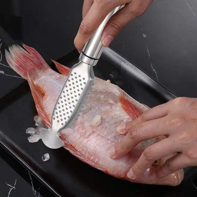 Alt view image 2 of 7 - 1Pc Fish Scales Scraping Tool,Multifunction Stainless Steel Fish Scale Knife Fish Cleaning Kit,Fish Scale Peeler,Fish Descaler Tool,Fish Scaler Remover,Fish Scaler Fish Scale Removing Tool