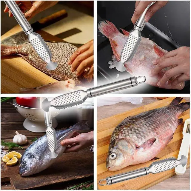 Alt view image 7 of 7 - 1Pc Fish Scales Scraping Tool,Multifunction Stainless Steel Fish Scale Knife Fish Cleaning Kit,Fish Scale Peeler,Fish Descaler Tool,Fish Scaler Remover,Fish Scaler Fish Scale Removing Tool