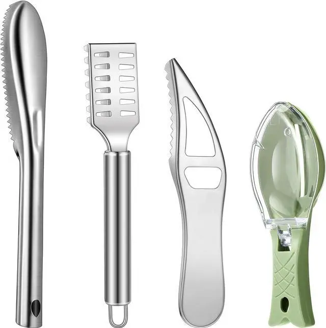 Main image of Honoson 4 Pcs Stainless Steel Fish Scale Remover Scaler with Bottle Opener