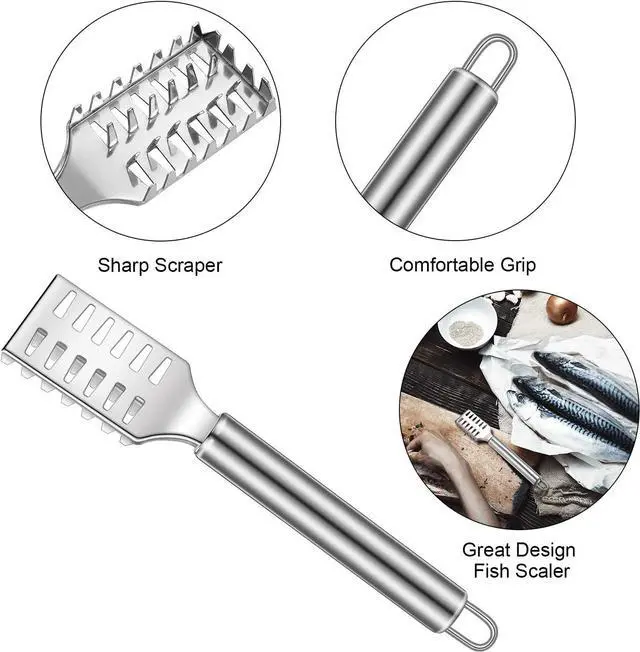 Alt view image 4 of 7 - Honoson 4 Pcs Stainless Steel Fish Scale Remover Scaler with Bottle Opener