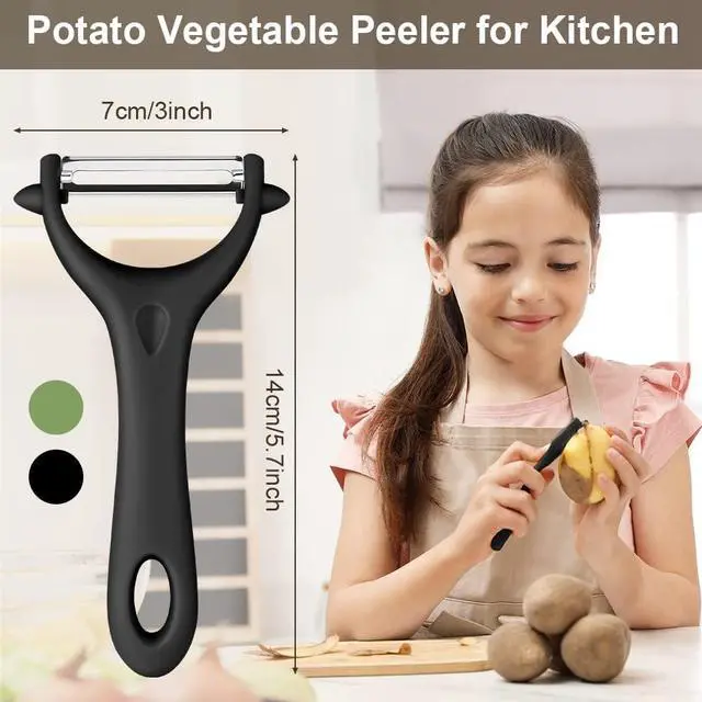 Alt view image 2 of 7 - AUAUY 2PCS Potato Peeler, Y-Shaped Swivel Vegetable Peeler, Green + Black