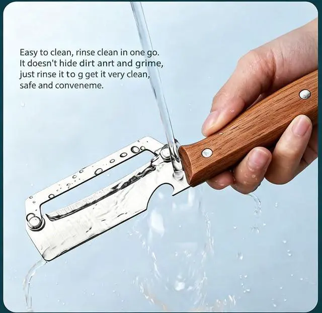 Alt view image 7 of 7 - 2 Pack 2 in 1 Multi Functional Vegetable Peelers, Kitchen Tool with Wooden Handl and Bottle Opener,Stainless Steel Potato Peelers, Kitchen Fruit & Veggie Peelers with Ergonomic Grip