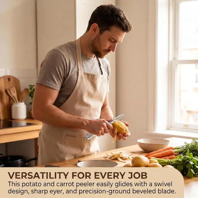 Alt view image 2 of 7 - Aniso Kitchen vegetable peeler Stainless steel rotary peeler for vegetable and carrot fruitwith ergonomic safety and control handle-Dishwasher Safety