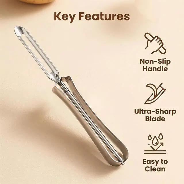 Alt view image 4 of 7 - Aniso Kitchen vegetable peeler Stainless steel rotary peeler for vegetable and carrot fruitwith ergonomic safety and control handle-Dishwasher Safety