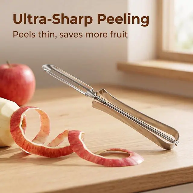 Alt view image 5 of 7 - Aniso Kitchen vegetable peeler Stainless steel rotary peeler for vegetable and carrot fruitwith ergonomic safety and control handle-Dishwasher Safety