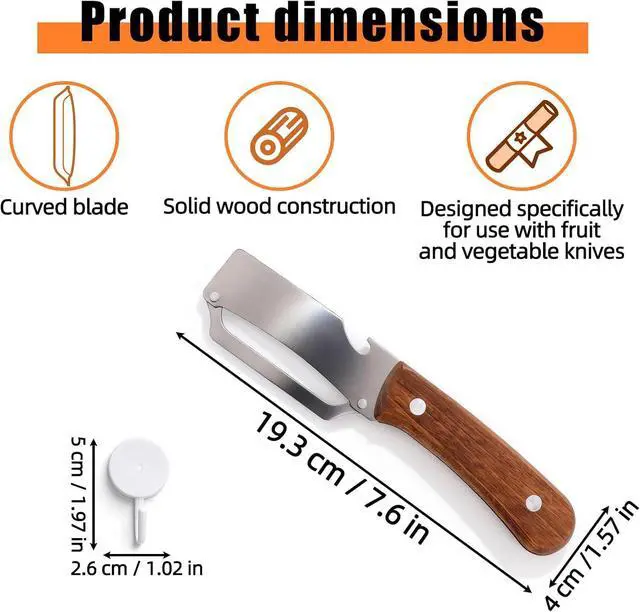Alt view image 2 of 7 - Multi-Functional Vegetable Peeler with Hook, Stainless Steel Sharp Blades Peeler with Wooden Handle & Bottle Opener Practical Kitchen Tool for Veggie Fruit Apple Potato Sugar Cane