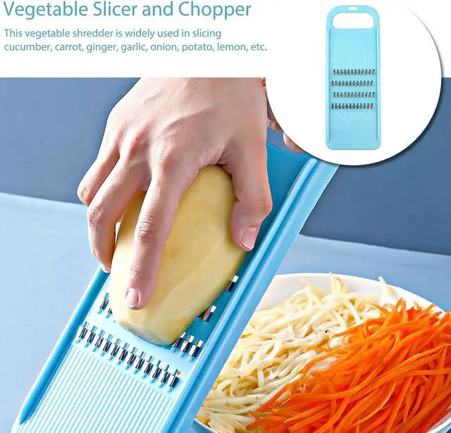 Alt view image 2 of 7 - Vegetable Slicer and Chopper, Stainless Steel Mandoline Food Slicer for Kitchen, Handheld Carrot/Cucumber Grater Slicer Shredder Tool Julienne Slicer with Hanging Hole for Cabbage, Onion