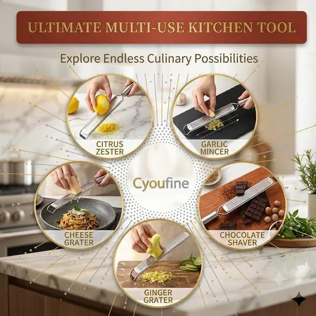 Alt view image 6 of 6 - 13.5 inch Lemon Zester, 304 Stainless Steel Cheese Grater, Kitchen Tool Metal Zester for Vegetable Fruits, Ginger, Garlic, Nutmeg, Chocolate, Citrus, Lime Zesters & Grater.