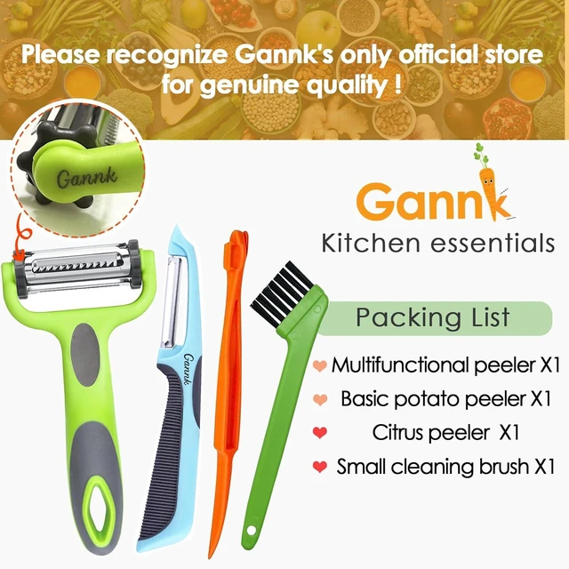 Alt view image 6 of 7 - GANNK Potato Apple Vegetable Peelers for Kitchen, I and Y Peelers for Fruit Veggie Potatoes Carrot Cucumber, 3 in 1 Blade Spin Design With Julienne Multifunctional