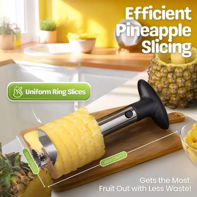Alt view image 7 of 7 - Flexzion Pineapple Corer Slicer Peeler, Stainless Steel Eye Remover Decorer Wedger Cutter, Spiral Cutting Tools with Metal Blade, Non-Slip Grip for Fruit Rings, Home Kitchen Restaurant Chef Use