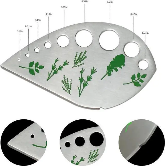 Alt view image 2 of 7 - Herb Stripper Stainless Steel Kitchen Herb Leaf Stripping Tool Kitchen Gadgets for Kale, Chard, Collard Greens, Thyme, Basil, Cilantro Tool (9 holes)