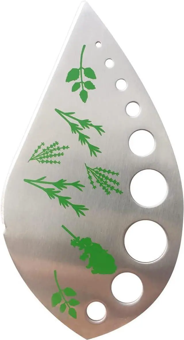 Alt view image 7 of 7 - Herb Stripper Stainless Steel Kitchen Herb Leaf Stripping Tool Kitchen Gadgets for Kale, Chard, Collard Greens, Thyme, Basil, Cilantro Tool (9 holes)