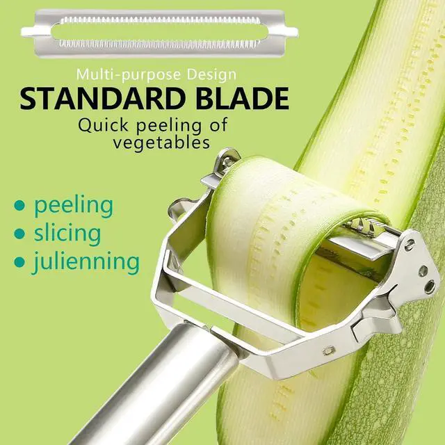 Alt view image 3 of 6 - Stainless Steel Peeler Julienne Cutter Slicer for Carrot Potato Melon Vegetable and Fruit with Cleaning Brush