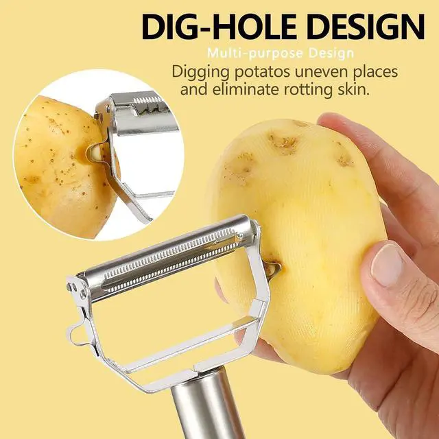Alt view image 4 of 6 - Stainless Steel Peeler Julienne Cutter Slicer for Carrot Potato Melon Vegetable and Fruit with Cleaning Brush