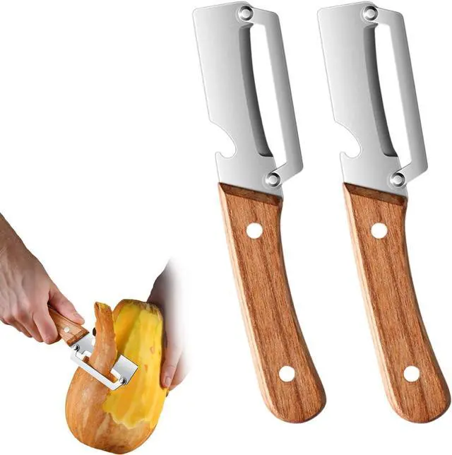 Main image of 2PCS Multifunctional Vegetable Peeler for Kitchen, Multi-Functional Stainless Steel Fruit Peelers with Wooden Handle and Bottle Opener, Effortless Peeling for Apple, Potato, Pumpkin, Papaya