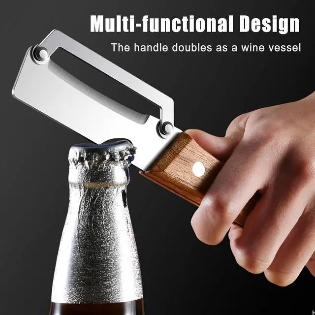 Alt view image 4 of 7 - 2PCS Multifunctional Vegetable Peeler for Kitchen, Multi-Functional Stainless Steel Fruit Peelers with Wooden Handle and Bottle Opener, Effortless Peeling for Apple, Potato, Pumpkin, Papaya