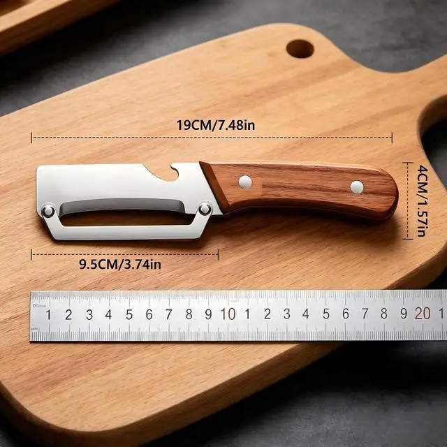 Alt view image 2 of 7 - 2-in-1 Vegetable Peeler with Bottle Opener, 2-Pack Sharp Stainless Steel Fruit Peeler, Ergonomic Wood Grain Handle Potato Peeler for Kitchen, Multi-Function Food Peeling Tool for Apple, Carrot,Veggies