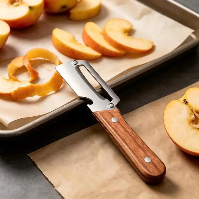 Alt view image 7 of 7 - 2-in-1 Vegetable Peeler with Bottle Opener, 2-Pack Sharp Stainless Steel Fruit Peeler, Ergonomic Wood Grain Handle Potato Peeler for Kitchen, Multi-Function Food Peeling Tool for Apple, Carrot,Veggies