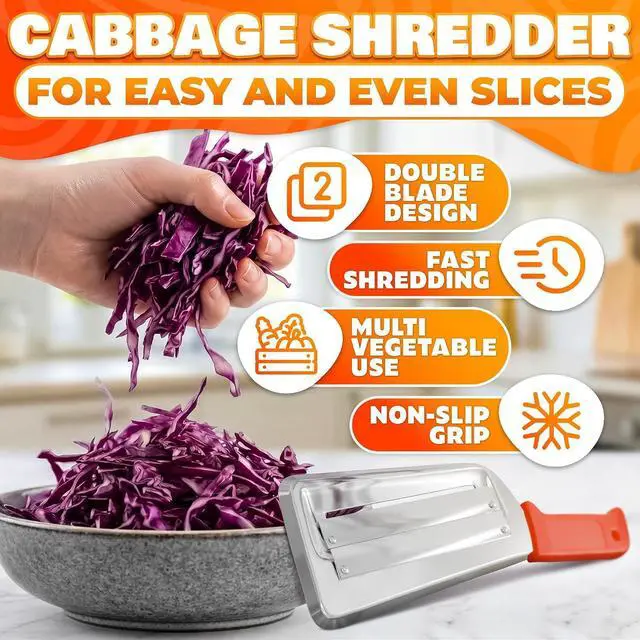 Alt view image 4 of 7 - Cabbage Shredder with Dual Blade, 11.8 Inch Stainless Steel Slicer