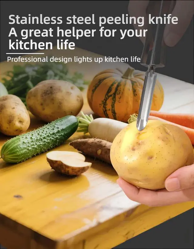 Alt view image 3 of 7 - Professional Stainless Steel Peeler - Swivel Blade, Ergonomic Handle, Potato Eye Remover - Commercial Grade Vegetable Peeler for Potatoes, Carrots, Apples - Dishwasher Safe