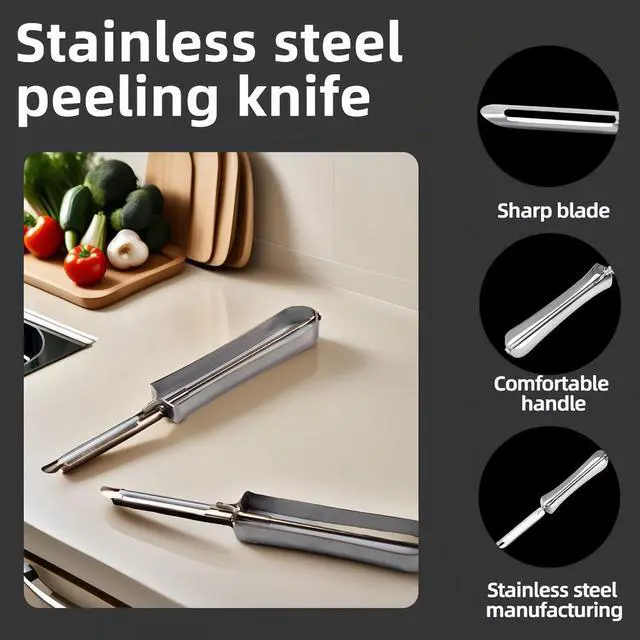 Alt view image 4 of 7 - Professional Stainless Steel Peeler - Swivel Blade, Ergonomic Handle, Potato Eye Remover - Commercial Grade Vegetable Peeler for Potatoes, Carrots, Apples - Dishwasher Safe