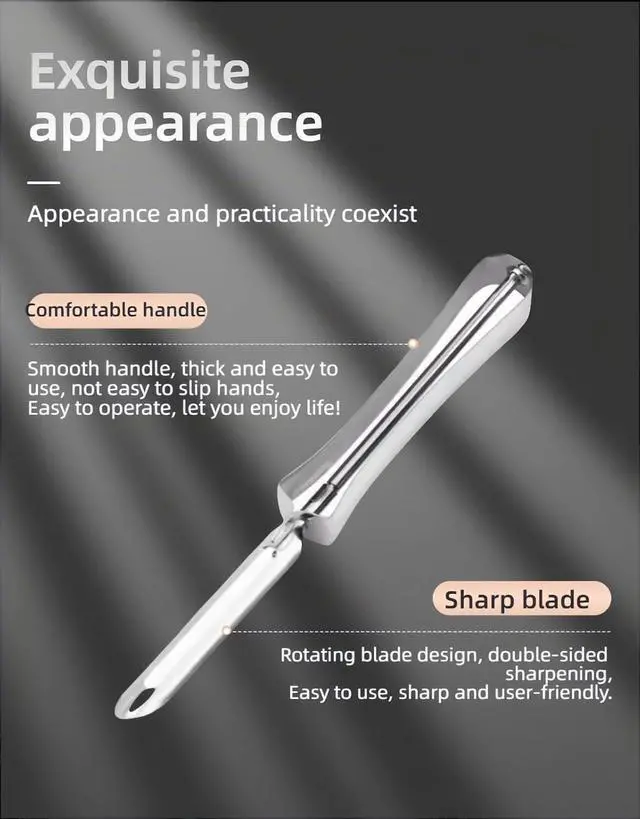 Alt view image 7 of 7 - Professional Stainless Steel Peeler - Swivel Blade, Ergonomic Handle, Potato Eye Remover - Commercial Grade Vegetable Peeler for Potatoes, Carrots, Apples - Dishwasher Safe