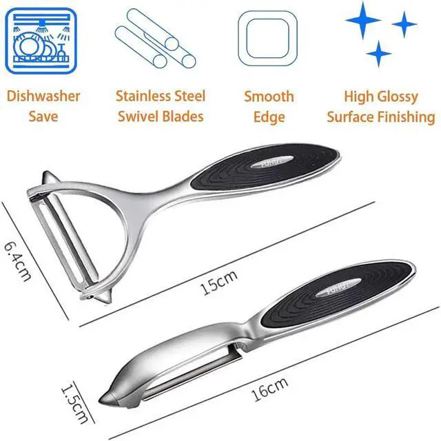 Alt view image 2 of 6 - FUHUY Vegetable, Apple Peelers for kitchen, Fruit, Carrot, Veggie, Potatoes Peeler, Y-Shaped and I-Shaped Stainless Steel Peelers, with Ergonomic Non-Slip Handle & Sharp Blade, Good Sturdy (2PCS)