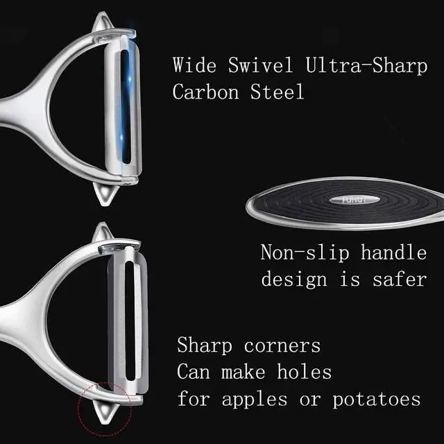 Alt view image 5 of 6 - FUHUY Vegetable, Apple Peelers for kitchen, Fruit, Carrot, Veggie, Potatoes Peeler, Y-Shaped and I-Shaped Stainless Steel Peelers, with Ergonomic Non-Slip Handle & Sharp Blade, Good Sturdy (2PCS)