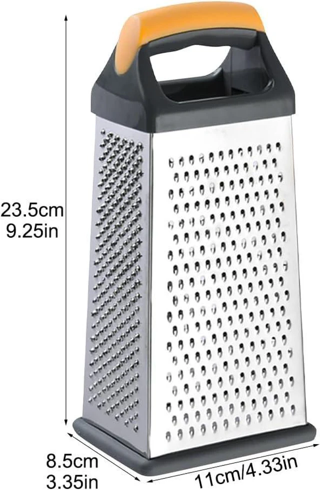 Alt view image 2 of 7 - 4 Sided Box Grater, Stainless Steel Grater Slicer with Handle, Cheese Grater, Kitchen Food Shredder, Food Grater Cutter Planing for Ginger, Garlic, Cucumbers, Carrots, Cheese, Potato