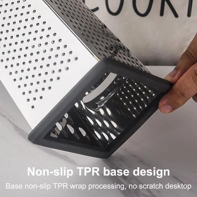 Alt view image 5 of 7 - Cheese Grater, 4 Sided Stainless Steel Box Grater, Vegetable Slicer with Non-Slip Base, Kitchen Food Shredder for Block Cheese Vegetables, Dishwasher Safe