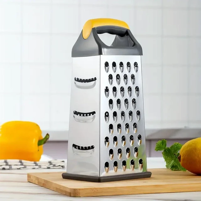 Alt view image 5 of 7 - 4 Sided Box Grater, Stainless Steel Grater Slicer with Handle, Cheese Grater, Kitchen Food Shredder, Food Grater Cutter Planing for Ginger, Garlic, Cucumbers, Carrots, Cheese, Potato