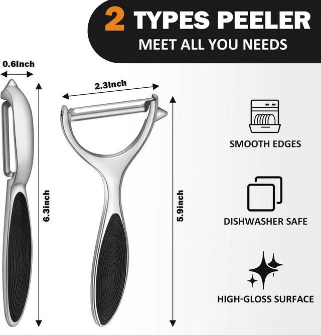 Alt view image 2 of 6 - TACGEA Vegetable Peeler for Kitchen, Potato Peelers for Fruit Straight Blade, Durable Non-Slip Handle, Set of 2