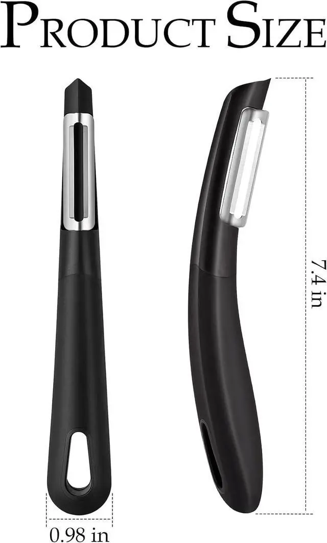 Alt view image 2 of 6 - Professional Vegetable Peeler Ultra Sharp Stainless Steel Blade Kitchen Potatoes Peeler, Ergonomic Non-Slip Handle Effortless & Safe Peeling Ideal for Apple, Cucumbers, Carrots, Black