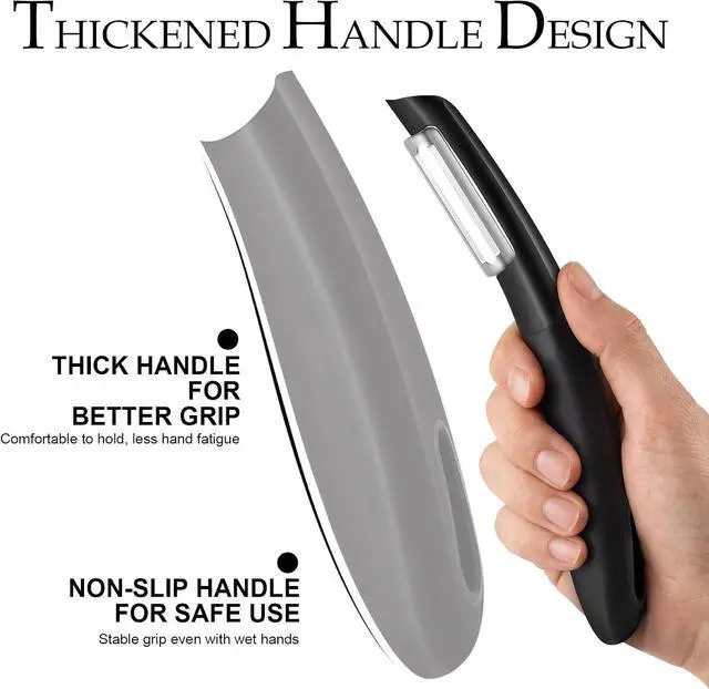 Alt view image 4 of 6 - Professional Vegetable Peeler Ultra Sharp Stainless Steel Blade Kitchen Potatoes Peeler, Ergonomic Non-Slip Handle Effortless & Safe Peeling Ideal for Apple, Cucumbers, Carrots, Black