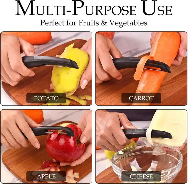 Alt view image 5 of 6 - Professional Vegetable Peeler Ultra Sharp Stainless Steel Blade Kitchen Potatoes Peeler, Ergonomic Non-Slip Handle Effortless & Safe Peeling Ideal for Apple, Cucumbers, Carrots, Black