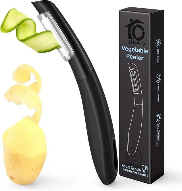 Main image of Professional Vegetable Peeler Ultra Sharp Stainless Steel Blade Kitchen Potatoes Peeler, Ergonomic Non-Slip Handle Effortless & Safe Peeling Ideal for Apple, Cucumbers, Carrots, Black